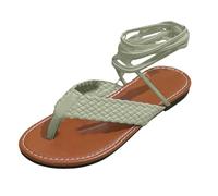 VBEDKDEB Sandali estivi da donna, comodi, da donna, per la primavera e l'autunno, piatti, leggeri, intrecciati, con punta aperta, casual, da spiaggia all'aperto, con plateau, verde, 41 EU