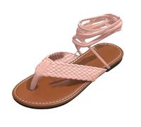 VBEDKDEB Sandali estivi da donna, comodi, da donna, per la primavera e l'autunno, piatti, leggeri, intrecciati, con punta aperta, casual, da spiaggia all'aperto, con plateau, Colore: rosso, 40 EU