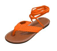 VBEDKDEB Sandali estivi da donna, comodi, da donna, per la primavera e l'autunno, piatti, leggeri, intrecciati, con punta aperta, casual, da spiaggia all'aperto, con plateau, Colore: arancione., 40.5