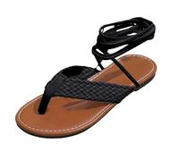 VBEDKDEB Sandali estivi da donna, comodi, da donna, per la primavera e l'autunno, piatti, leggeri, intrecciati, con punta aperta, casual, da spiaggia all'aperto, con plateau, Nero , 41 EU