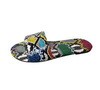 VBEDKDEB Sandali estivi da donna, sandali da donna, alla moda, tinta unita, motivo leopardato, piatti, per il tempo libero, scarpe estive, verde, 37 EU