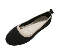 VBEDKDEB Scarpe da ballerina da donna, comode ballerine, alla moda, per il tempo libero, leggere, in rete, traspiranti, comode, a contrasto di colore, stile semplice, ballerine da donna, rosso, Nero