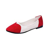 VBEDKDEB Scarpe da ballerina da donna, comode ballerine piatte in colore abbinato, amore, punta bassa, pizzo, scarpe per il tempo libero, ballerina da donna, Colore: rosso, 37.5 EU