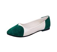 VBEDKDEB Scarpe da ballerina da donna, comode ballerine piatte in colore abbinato, amore, punta bassa, pizzo, scarpe per il tempo libero, ballerina da donna, verde, 37.5 EU