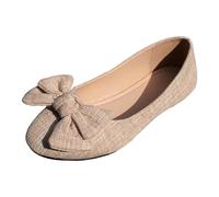 VBEDKDEB Scarpe da ballerina da donna, comode ballerine piatte slip-on, apertura piatta, primavera/leggere, traspiranti, con grande decorazione a fiocco, fondo morbido, ballerine leo casual da donna