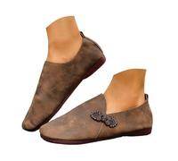 VBEDKDEB Slip On Sneakers da donna per il tempo libero, scarpe basse alla moda con motivo floreale per donna, punta grande, retrò, scarpe da mulo, basse, comode, scarpe da ginnastica da donna, marrone