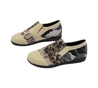 VBEDKDEB Slip On Sneakers da donna per il tempo libero, scarpe da donna, stile retrò, patchwork, vecchi, grandi dimensioni, leggere, fondo piatto, per il tempo libero, scarpe da trekking, cachi, 40 EU