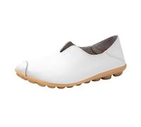 VBEDKDEB Slip On Sneakers da donna, scarpe casual, comode, per il tempo libero, single, in pelle, tinta unita, piatta, per il tempo libero, scarpe da ginnastica estive, bianco, 43.5 EU