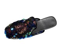 VBEDKDEB Slip On Sneakers Donna Slipper Casual Scarpe Donna Scarpe Casual Moda Modello Paillettes Decorazione Punta Quadrata Fondo Piatto Comode Scarpe Salute Donna Scarpe Da Donna, Nero , 40.5 EU