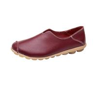 VBEDKDEB Slipper Donna Loafer Mocassini, Scarpe basse comode, per il tempo libero, single, in pelle, tinta unita, piatta, per il tempo libero, Vino, 41 EU