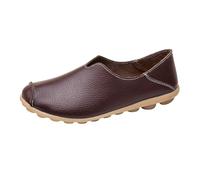 VBEDKDEB Slipper Donna Loafer Mocassini, Scarpe basse comode, per il tempo libero, single, in pelle, tinta unita, piatta, per il tempo libero, caffè, 41 EU