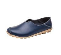 VBEDKDEB Slipper Donna Loafer Mocassini, Scarpe basse comode, per il tempo libero, single, in pelle, tinta unita, piatta, per il tempo libero, Blu scuro, 43.5 EU
