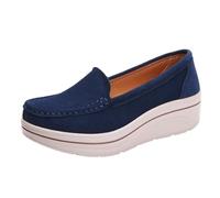 VBEDKDEB Slipper - Scarpe basse da donna, con tacco a zeppa, comode, spesse, morbide, per il tempo libero, con plateau, Blu, 40 EU