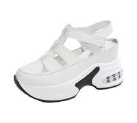 VBEDKDEB Sneaker da donna, scarpe da corsa, scarpe sportive da donna, con suola spessa, cave, alla moda, casual, suola spessa, rinforzante, sportive, alla moda, per il tempo libero, bianco, 36 EU