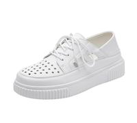 VBEDKDEB Sneaker da donna, scarpe da ginnastica, scarpe da corsa, casual, da donna, con suola spessa, tinta unita, cave, per l'estate, traspiranti, basse, per il tempo libero, da escursionismo, bianco
