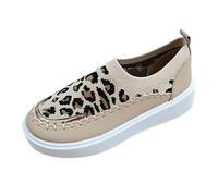 VBEDKDEB Sneaker da donna scarpe da ginnastica slip on scarpe sportive da donna casual modello leopardato primavera e autunno 2025 nuovi slip calzini calzini sneakers piatte scarpe da montagna, caffè