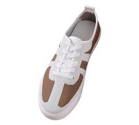 VBEDKDEB Sneaker da donna scarpe sportive slipper scarpe da ginnastica 2025 commercio estero volare tessitura casuale colore abbinato pizzo up fondo piatto traspirante scarpe sportive pantofole donna