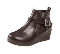 VBEDKDEB Stivaletti da donna, alla caviglia, antiscivolo, caldi e confortevoli, stivali corti, in pelle, per donne medie e anziani, alla moda, marrone, 41 EU