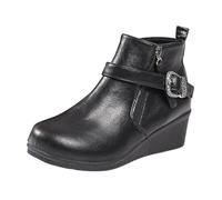 VBEDKDEB Stivaletti da donna, alla caviglia, antiscivolo, caldi e confortevoli, stivali corti, in pelle, per donne medie e anziani, alla moda, Nero , 41 EU
