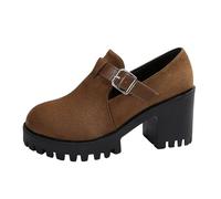 VBEDKDEB Stivaletti da donna, alla caviglia, con tacco alto, in pelle, alla moda, casual, in pelle scamosciata, con zeppa, stivaletti corti, c, 37 EU
