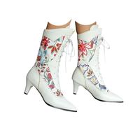 VBEDKDEB Stivaletti da donna alla moda, alla moda, con suola spessa, maniche medie, peluche, caldi stivali da neve per esterni, bianco, 37 EU