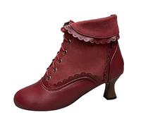 VBEDKDEB Stivaletti da donna, alla moda, con suola spessa, maniche medie, peluche, caldi, stivali da neve per esterni, Colore: rosso, 37 EU