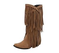 VBEDKDEB Stivali da donna Mid calf stivali frontiera del commercio estero, stazione indipendente autunno e inverno nappa stivali da donna piccola testa quadrata tinta unita casual coreano stivali di