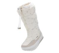 VBEDKDEB Stivali invernali da donna, stivali da neve invernali, stivali da neve europei americani con motivo a fiocchi di neve, lana ispessita, fondo piatto, stivali di gomma da donna, bianco, 37.5 EU