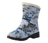 VBEDKDEB Stivali invernali da donna stivali da neve scarpe invernali nuovo confine invernale commercio estero grandi dimensioni tacco spesso plus velluto alla moda stampato caldo casual stivali da