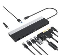 VBESTLIFE 12 in 1 Adattatore Multiport USB C Hub, Stazione di Docking a Tripla Display con HDMI, DP, VGA, Gigabit Ethernet, 100W PD, per Wins Laptop