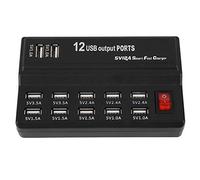 VBESTLIFE 12 Porte USB Hub 5V 10A Adattatore di Alimentazione Caricabatteria USB 12 Porte Adattatore Dock di Ricarica Rapida per Cellulari, Tablet e Altri Dispositivi(Nero)