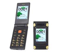 VBESTLIFE 2G Flip Celfone per Anziani, 3 Pollici e 2,6 Pollici a Doppio Schermo Telefono a Flip Ultra Sottile per Anziani e Telefono Cellulare Sbloccato con SOS, Doppia Sim, 4800 MAh (BLACK)