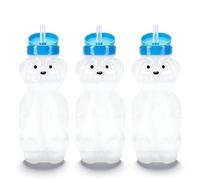 VBESTLIFE 3 Bicchieri con Cannuccia a Forma di Orso, 230 Ml PE PP Borraccia Riutilizzabile a Prova di Perdite con Cannuccia in Silicone e Coperchio Ribaltabile, per Acqua, Succhi, Latte, tè