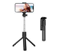 VBESTLIFE Asta Selfie Treppiede, Asta Selfie Pieghevole Portatile con Telecomando, Base Girevole a 360°, Allungabile 70 Cm, per Fotografia con Smartphone (BLACK)