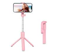 VBESTLIFE Asta Selfie Treppiede, Asta Selfie Pieghevole Portatile con Telecomando, Base Girevole a 360°, Allungabile 70 Cm, per Fotografia con Smartphone (PINK)