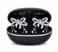 VBESTLIFE Auricolari a Clip Ispirati Ai Gioielli con Orecchini a Fiocco, Cuffie Wireless Bluetooth 6.0 con Orecchio Aperto e vestibilità Comoda per Donne, Sport (BLACK)
