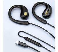 VBESTLIFE Auricolari Cablati di Tipo C, Design a Orecchio Aperto con Conduzione Aerea, Driver Dinamico da 14 Mm e Microfono con Cancellazione del Rumore, per la Corsa, il Ciclismo, il