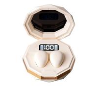 VBESTLIFE Auricolari per Dormire con Display LED per Chi Dorme Sul Fianco, Design Ergonomico e Tecnologia Bluetooth 5.4, Grado di impermeabilità IPX6 con Durata Totale della Batteria di (Bianco crema)