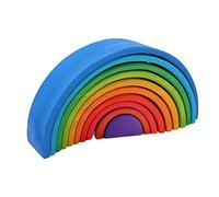 VBESTLIFE Blocchi Impilabili in Legno, Puzzle a Semicerchio per Bambini Piccoli con Vernice a Base d'acqua, Giocattolo da Costruzione Eonale per l'apprendimento Precoce, Design Colorato del Ponte