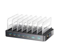 VBESTLIFE Blocco Caricabatterie USB C da 288 W, Stazione di Ricarica da Tavolo GaN A 8 Porte Tipo C e Adattatore per Caricabatterie USB A per Laptop, Tablet e Smartphone (Spina europea)