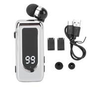 VBESTLIFE Bluetooth 5.4 Auricolare Lavalier, Microfono di Cancellazione del Rumore a Retrattile Stereo Wireless con Display a LED per Riunioni di Guida (SILVER)