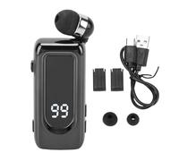 VBESTLIFE Bluetooth 5.4 Auricolare Lavalier, Microfono di Cancellazione del Rumore a Retrattile Stereo Wireless con Display a LED per Riunioni di Guida (BLACK)