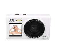 VBESTLIFE Camera Digitale a Doppia Schermata 5K, 80MP, Zoom 18x, WiFi, Videocamera da Viaggio con Focus Automatico, con Focus Automatico per YouTube, con Memoria da 64 GB (WHITE)