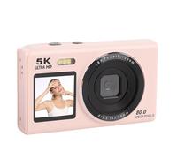 VBESTLIFE Camera Digitale a Doppio Schermo 5K, Fotocamera WiFi Vlog da 80 MP per YouTube, Focus Auto Focus Pint e Fotocamera Shoot per Principianti, 32 GB (PINK)