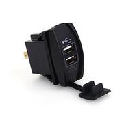 VBESTLIFE Caricabatteria da Auto Doppio USB, Presa di Corrente con Interruttore a Bilanciere LED Blu 12V 24V con Copertura Antipolvere, Hub di Ricarica Rapida 3.1A per Auto Moto Barca ATV RV Marine