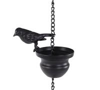VBESTLIFE Catena Antipioggia per Uccelli in Metallo, Design Raffinato con Vaso per Uccelli in Ferro con Finitura in Ottone Anticato, Raccoglipioggia Lungo 2,4 M per Decorazioni per