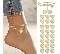 VBESTLIFE Cavigliera con Iniziali a Cuore da 26 Lettere per Donna, Design Unico, Cavigliera con Lettere a Strati Delicata Fatta a Mano, per Madre, Figlia, Moglie, Perfetta per la Spiaggia e Varie (U)