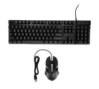 VBESTLIFE Combinazione tastiera e mouse da gioco cablati, tastiera da gioco impermeabile ergonomica retroilluminata a LED da 104 tasti e kit mouse USB per (d500 Word trasparente vestito nero)
