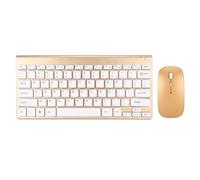 VBESTLIFE Combinazione Tastiera e Mouse Wireless, Ricevitore USB Wireless da 2,4 GHz, Set Tastiera e Mouse Ultra Sottile e Silenzioso per Ufficio, con Indicatore LED per PC Portatile (GOLD)