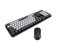 VBESTLIFE Combinazione Tastiera e Mouse Wireless, Tastiera per Macchina da Scrivere, a Grandezza Naturale con Copritasti Rotondi retrò a 104 Tasti per PC Desktop Portatile (BLACK)